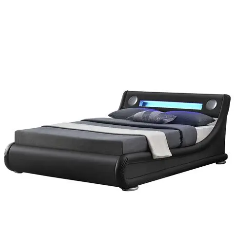1324-1GS New Design Gorgeous Storage Led Leather Bed with Peaker Led Lighting Music Bed