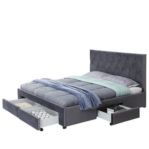 1406D Custom Modern King Double Single Size Upholstered Wooden Storage Bed Frame with Storage