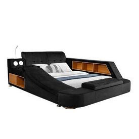 1550 Modern Leather Fabric Bed with Storage Box Multimedia Function