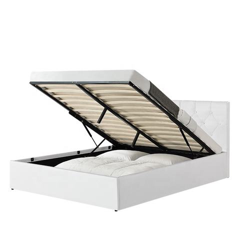 1515G Ottoman Storage Gas Lift Bed with Crystal Buttons Headboard