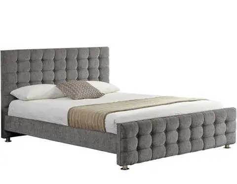 1150 Hot-sale Classic Luxury Velvet Upholstered King Size Double Bed Frame with Buttons&Square Design Headboard