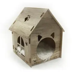 Wood Pet House with Paws Detailing