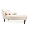 Beige Chaise Longue Chair with Decorative Button Tufted Backrest, Nail Trim Design and Wooden Legs