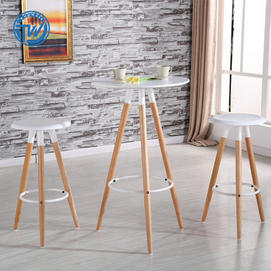 DT-2101 Popular Party Club Round Metal Solid Wood Footrest Bar Table Bar Stools