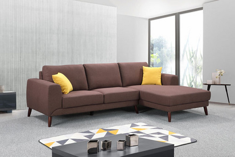 W8030 Modern Brown Fabric L-shaped Corner Sofa