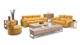 SA76 Modern Yellow Fabric Living Room Sofa Sets