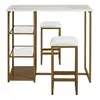 Wooden Bar Table and Chair Bar Set High Dining Table With 3 Storage Shelves