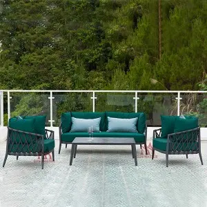 Modern Outdoor Garden Rope Woven Plastic PE Rattan Wicker Patio Livingroom Chairs Couch Conversation Corner Sectional Sofa