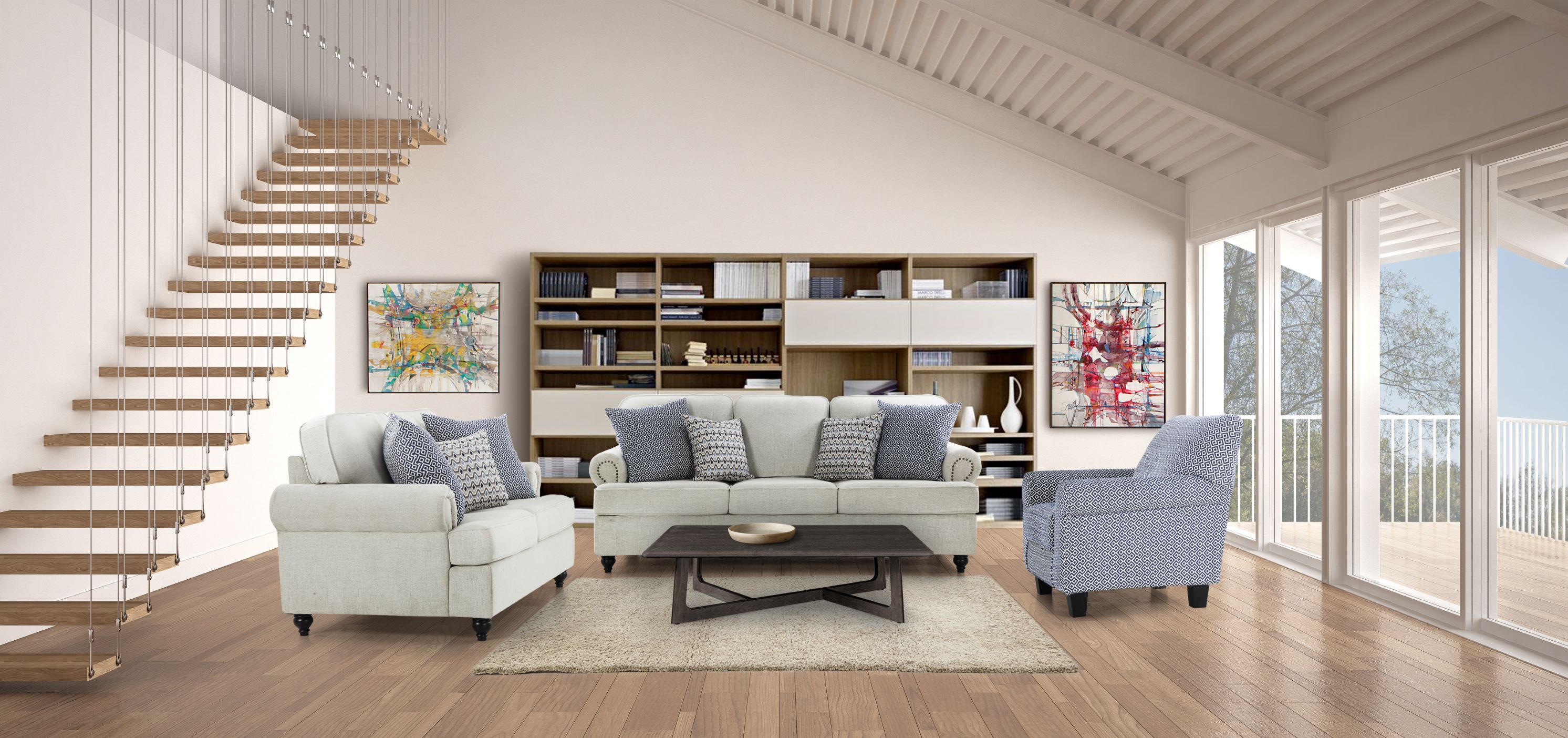 London Love fabric sofa with Charlotte chair