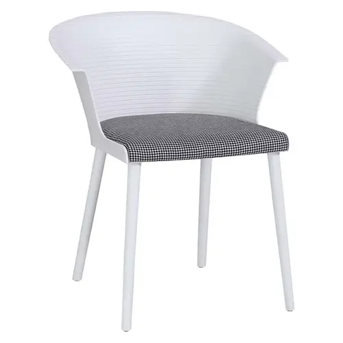 Surrounding Round Shell PP Armchair With Fabric Cushion Plastic Chair