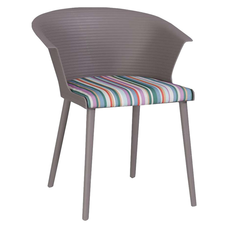 Surrounding Round Shell PP Armchair With Fabric Cushion Plastic Chair