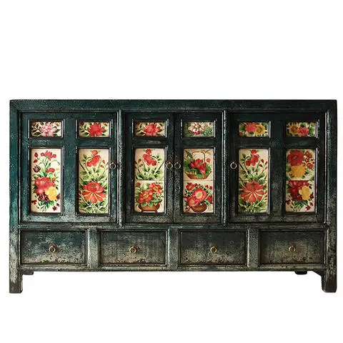 Chinese Antique Reproduction High Glossy Hand Painted Cabinets