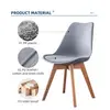 Nordic style tulip cafe chair designer dining plastic leather cushion chair with solid wood legs