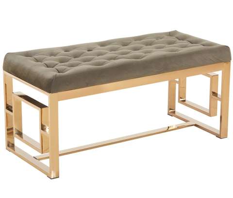Modern Upholstered Footstool with Stainless Steel Legs