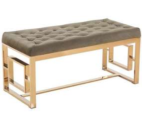 Modern Upholstered Footstool with Stainless Steel Legs