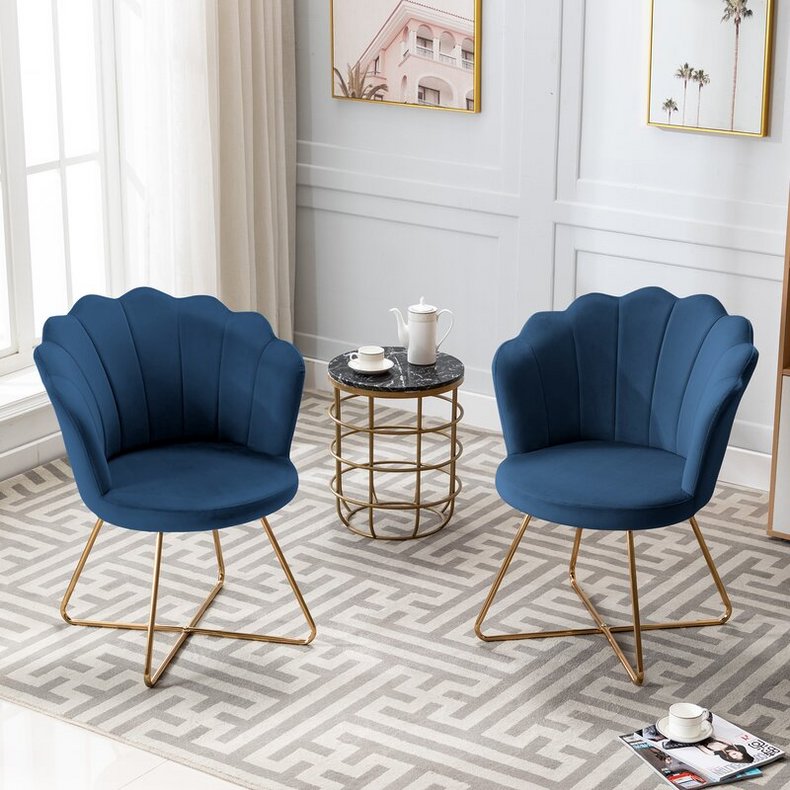 Modern Velvet Upholstered Armchair Accent Chair For Living Room