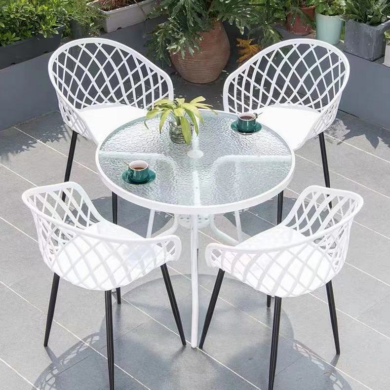 Modern outdoor Cafe table chair garden sets Aluminum Restaurant rattan furniture