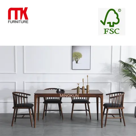Fashion Solid Wooden Home Furniture Dining Room Walnut Table Sets