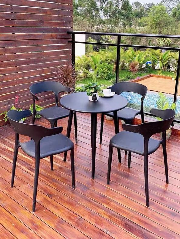 Outdoor Plastic Metal Rattan Table And Chairs Folding Dining Terrace Garden Patio Furniture Set