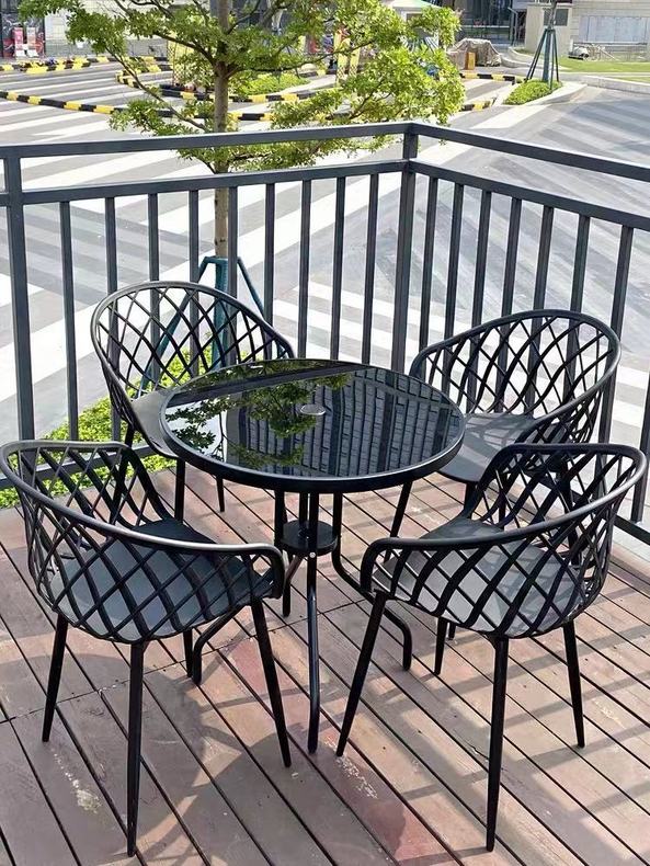 Modern outdoor Cafe table chair garden sets Aluminum Restaurant rattan furniture