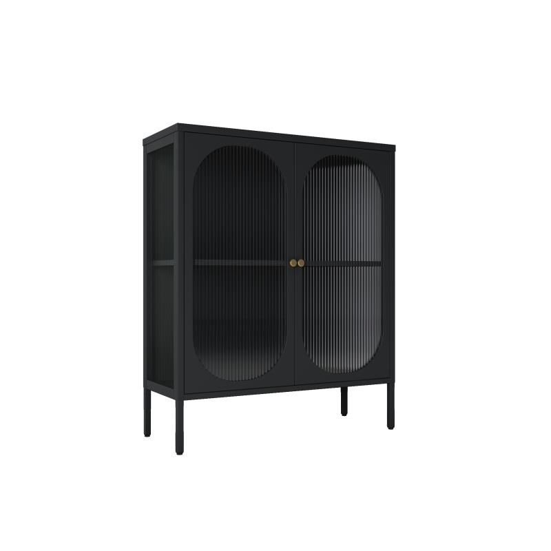 Black steel restaurant wine cabinet