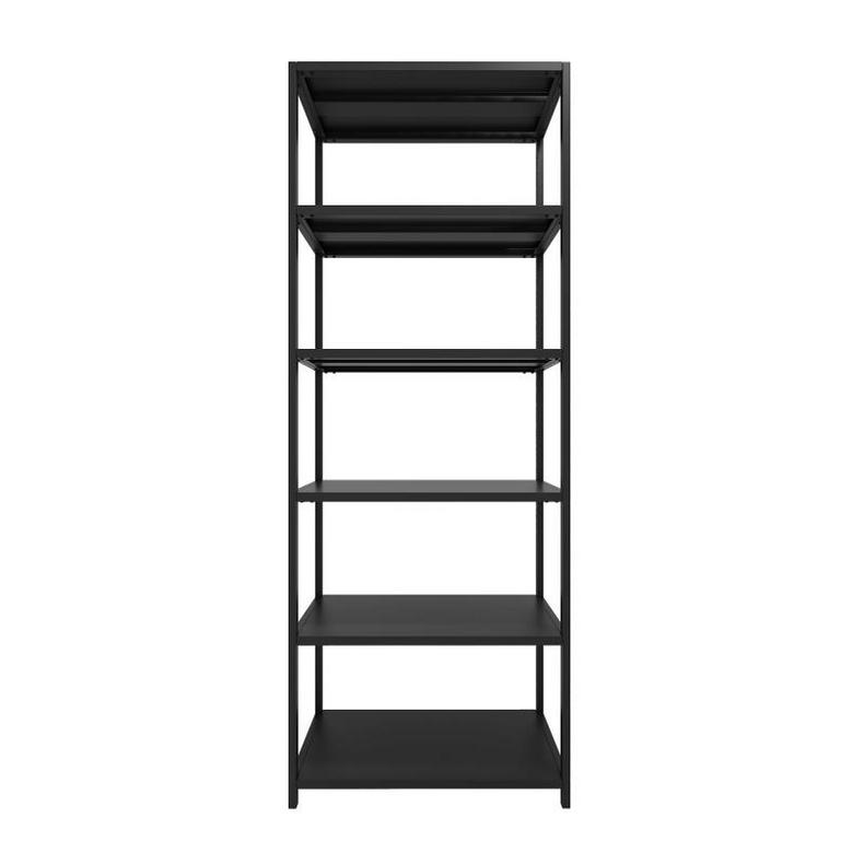 Black steel bookshelf