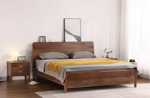 T2047-A/B Jiuge Solid Wood Double Bed