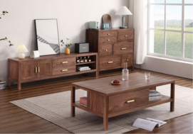 TELEEN Living Room Solid Wood Furniture Set