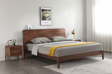 T2001-A/B Nordic Style Minimalist Solid Wood Double Bed