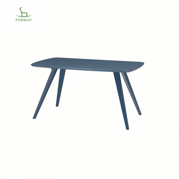 Modern Restaurant Dinning Room Furniture Legs MDF Top Dining Table Home Furniture Table Metal Wooden Square Luxury Blue 1pcs/ctn