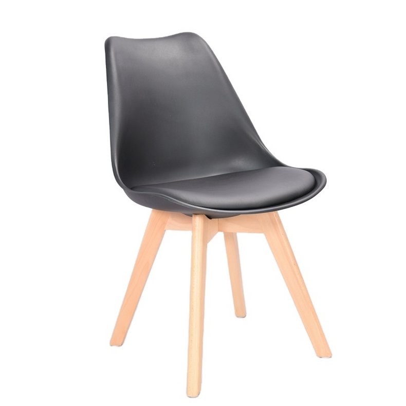 Modern Plastic Chair Pu Seat With Pp Legs Used Dining Room Black Plastic Chair