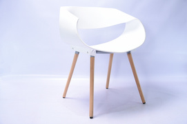 Modern Design Garden Chair With Wood Grain Transfer Legs White Dining Room Plastic Chair