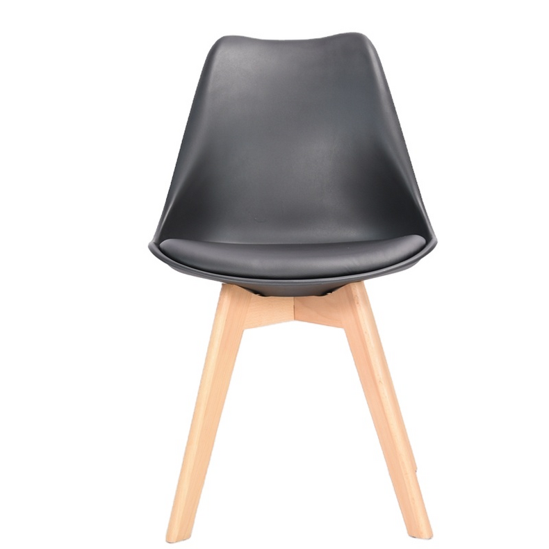 Modern Plastic Chair Pu Seat With Pp Legs Used Dining Room Black Plastic Chair