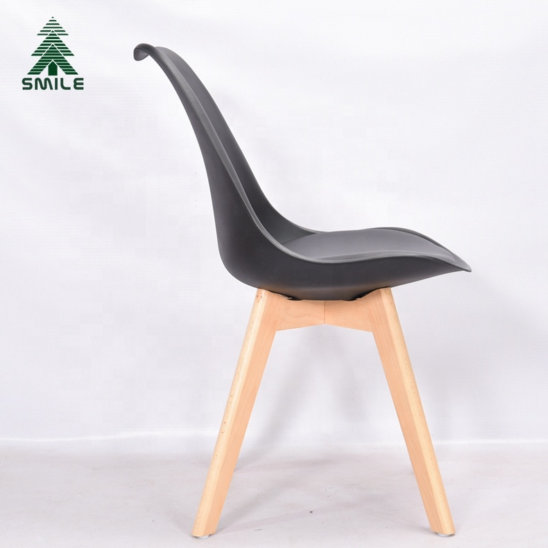 Modern Plastic Chair Pu Seat With Pp Legs Used Dining Room Black Plastic Chair