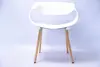 Modern Design Garden Chair With Wood Grain Transfer Legs White Dining Room Plastic Chair