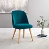 dining chair ARO-DC21700 blue velvet fabric wood leg chair