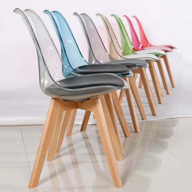 Modern Design Plastic Chair Pc Seat with Wood Legs Used Dining Room Plastic Chair