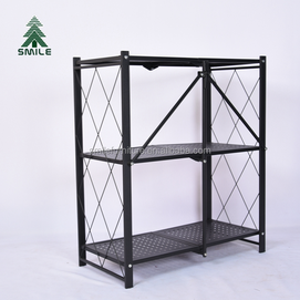 3 Tier Metal Durable General Purpose Multifunctional Foldable Collapsible Household Rolling Storage Rack