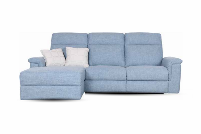 DENNY Modern Minimalist Light Blue Fabric Three-seater Sofa