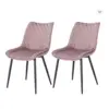 Counter Corner Kitchen Chairs Pink with Solid Metal Legs and Backrest & Soft Velvet Seat for Lounge Office Dining Kitchen Chair