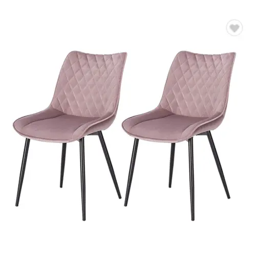 Counter Corner Kitchen Chairs Pink with Solid Metal Legs and Backrest & Soft Velvet Seat for Lounge Office Dining Kitchen Chair