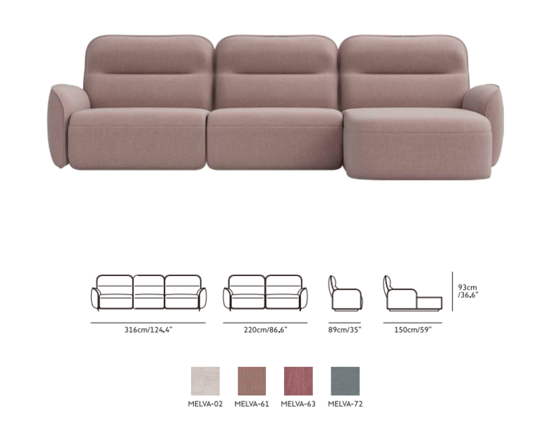 CHIARA Modern Minimalist Three-seater Sofa Set