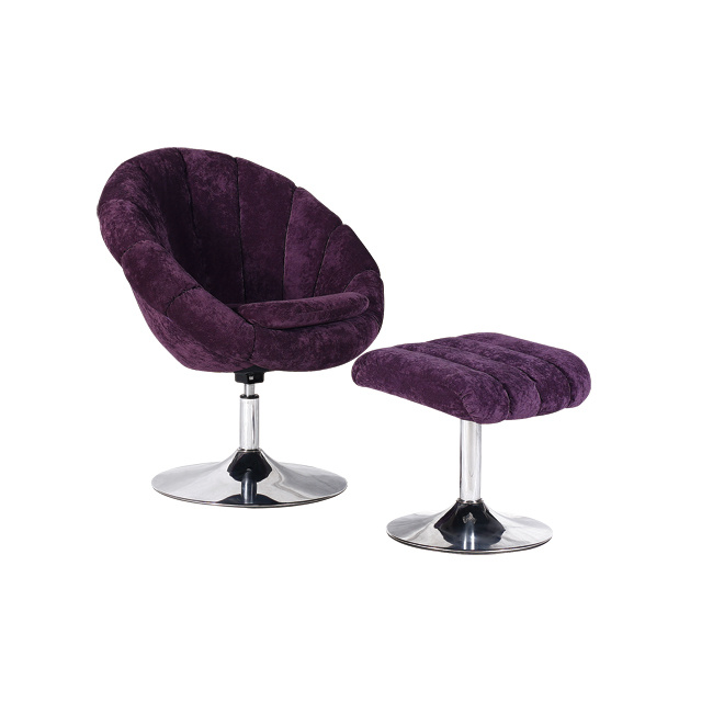738-1 Modern Light Luxury Velvet Fabric Purple Leisure Chair with Stool