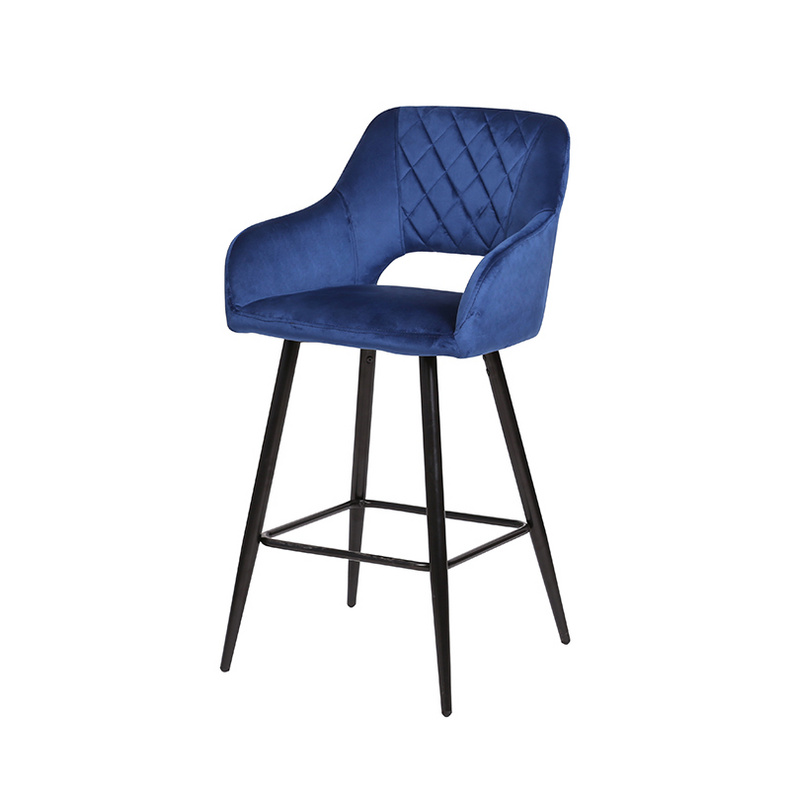 CORIN UDC8289 Blue Velvet Fabric Bar Stool Dining Chair