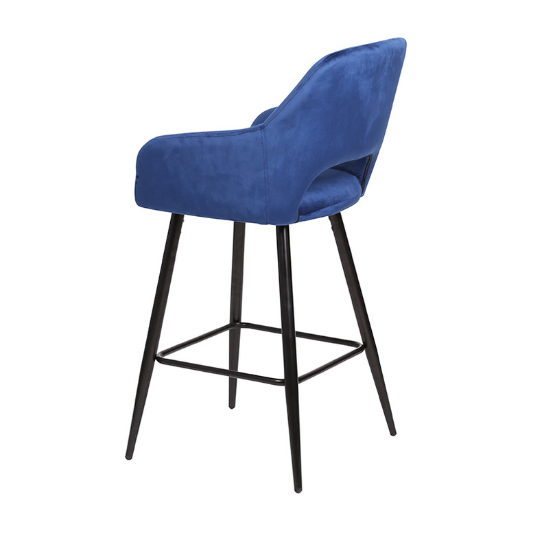 CORIN UDC8289 Blue Velvet Fabric Bar Stool Dining Chair