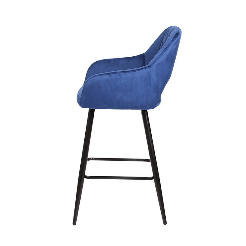 CORIN UDC8289 Blue Velvet Fabric Bar Stool Dining Chair