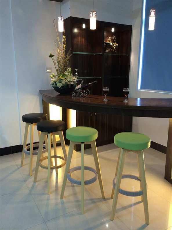 Curved Wood Bar Stool