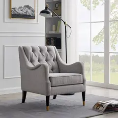Grey Linen Accent Single Sofa Armchair