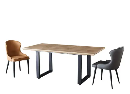 Industrial design wood grain extendable table