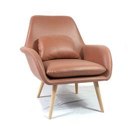 Home Furniture Luxury Nordic High Back Brown Leather Lounge Chair